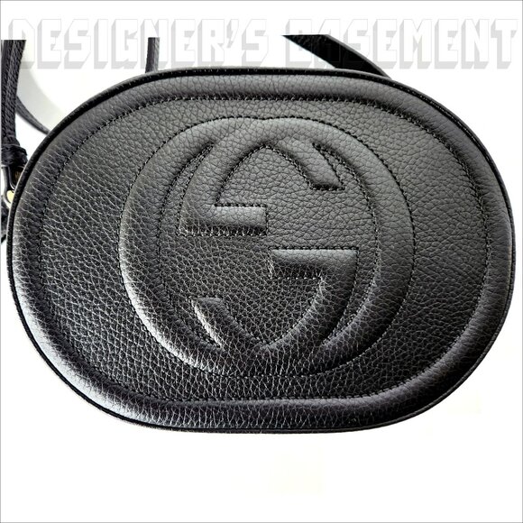 GUCCI black Pebble Calf Oval SOHO Interlocking G Crossbody bamboo Tassel bag NIB - Picture 7 of 8